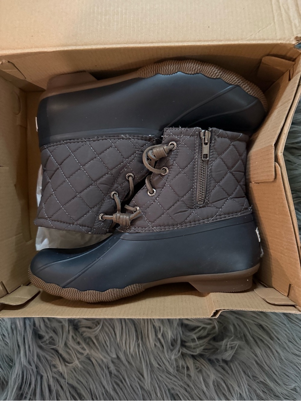 NEW Sperry Saltwater Quilted Duck Boots - Size 8.5 | Color: Brown